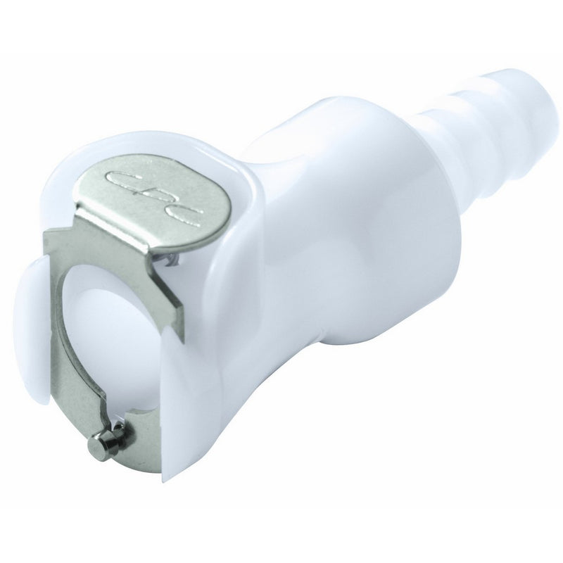 Colder PLCD17004 Acetal Tube Fitting, Coupler, Shutoff, In-Line, 1/4" Flow Coupler x 1/4" Barb