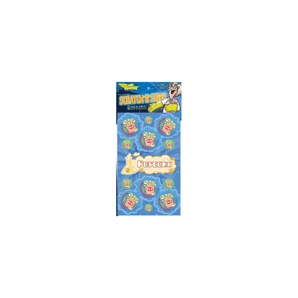 Dr Stinky's POPCORN Scratch-n-Sniff Stickers, 2 sheets 4 x 6 3/4, 26 stickers