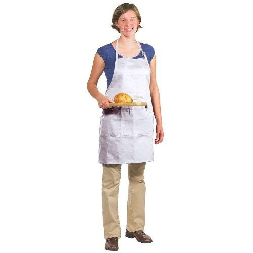 Chef Revival 601BAO-3 Poly Cotton Gourmet Professional Full Length Bib Apron with 3 Compartment Pocket, 30 by 28-Inch, White