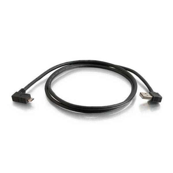 C2G 28113 USB Cable - USB 2.0 Right Angle A Male to Micro-USB B Right Angle Male Cable, Black (3.3 Feet, 1 Meter)