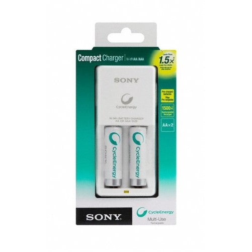 Sony BCG34HW2RN Cycle Energy NiMH Compact Charger with Two 1000 mAh AA Battery