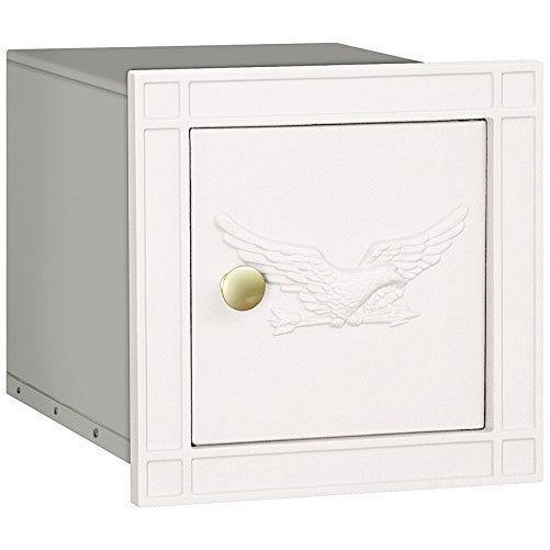 Salsbury Industries 4140E-WHT Cast Aluminum Column Non-Locking Eagle Door Mailbox, White