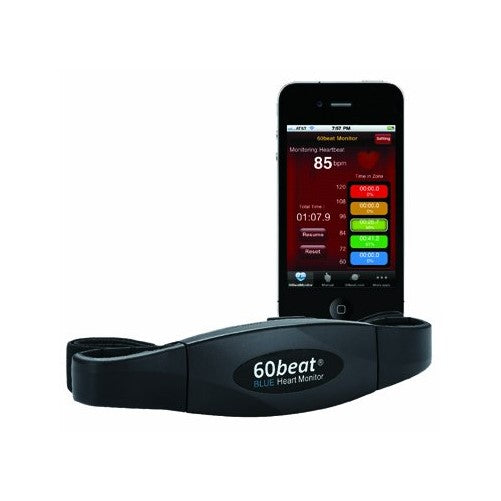 60beat Heart Rate Monitor for iPhone, Android & ANT Plus Devices, Black