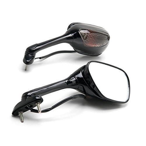 Krator Suzuki Black Mirrors w/ Smoke Turn Signals - GSXR 600 750 1000(2005-2015) High Quality OEM Style Racing Mirrors with Turn Signals