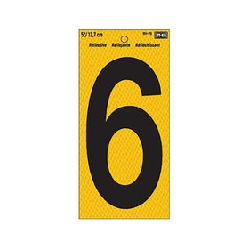 HY-KO PROD CO RV-75/6 5" Blk/Yel Reflective #6 Hy-Ko Number