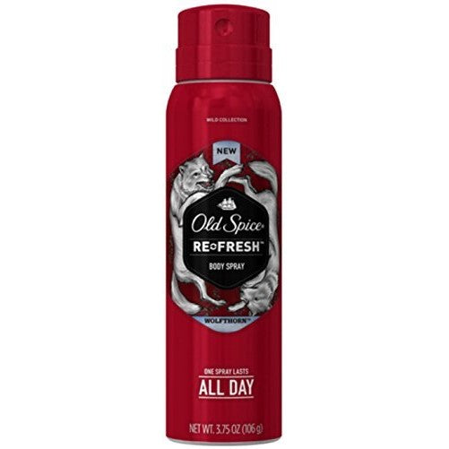 Old Spice Wild Collection Re-Fresh Deodorant Body Spray, Wolfthorn 3.75 oz (Pack of 2)