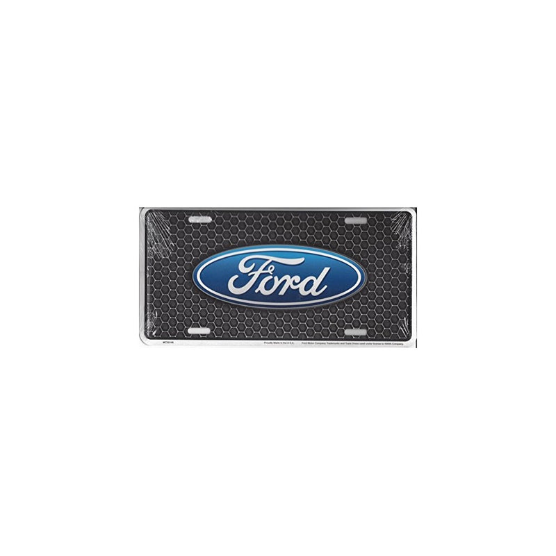 Ford Oval On Honeycomb Metal License Plate