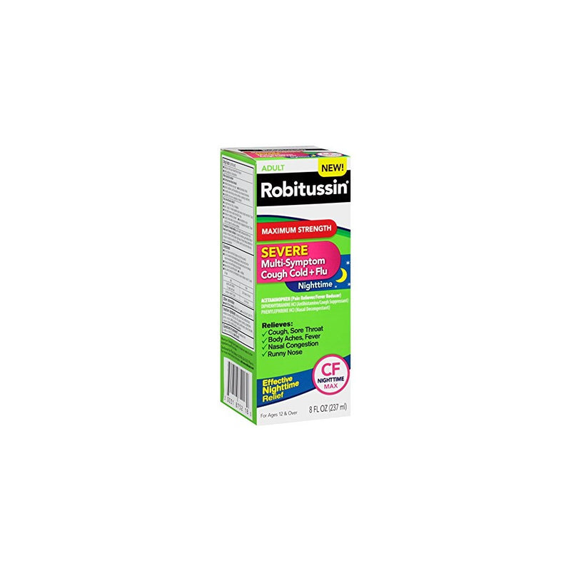 Robitussin Severe CF (8 fl. oz. Bottle) Maximum Strength Cough, Cold, Flu Nighttime Medicine