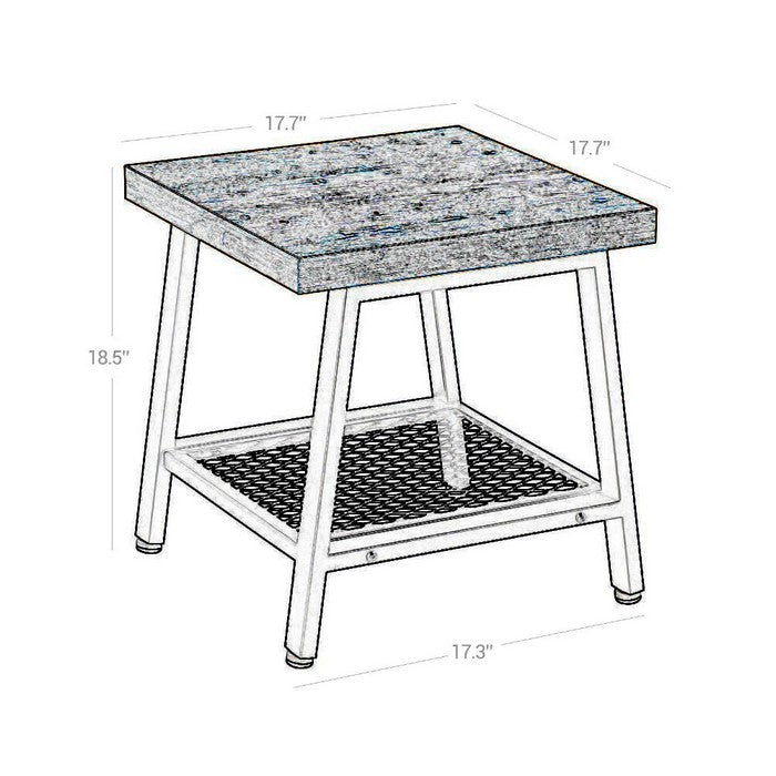 Metal Framed Nightstand with Wooden Top and Mesh Bottom Shelf, Brown and Black