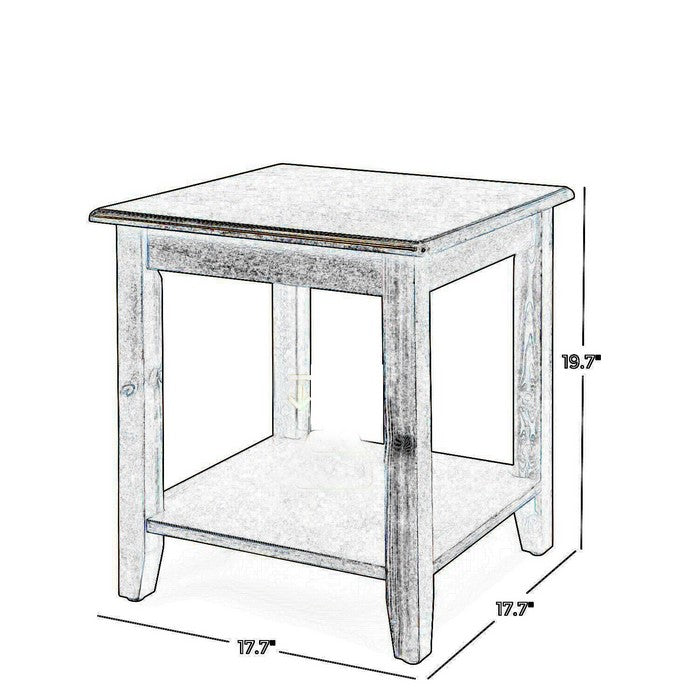 Transitional Style Wooden Side Table with Open Shelf and Adjustable Floor Protectors, Brown