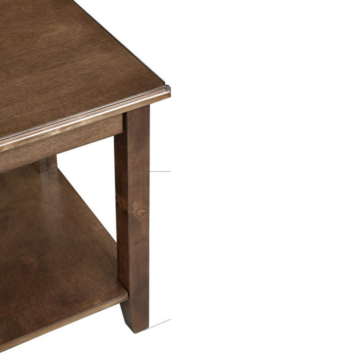 Transitional Style Wooden Side Table with Open Shelf and Adjustable Floor Protectors, Brown