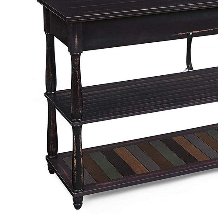 Wooden Console Table with Two Drawers and Two Storage Shelves, Brown