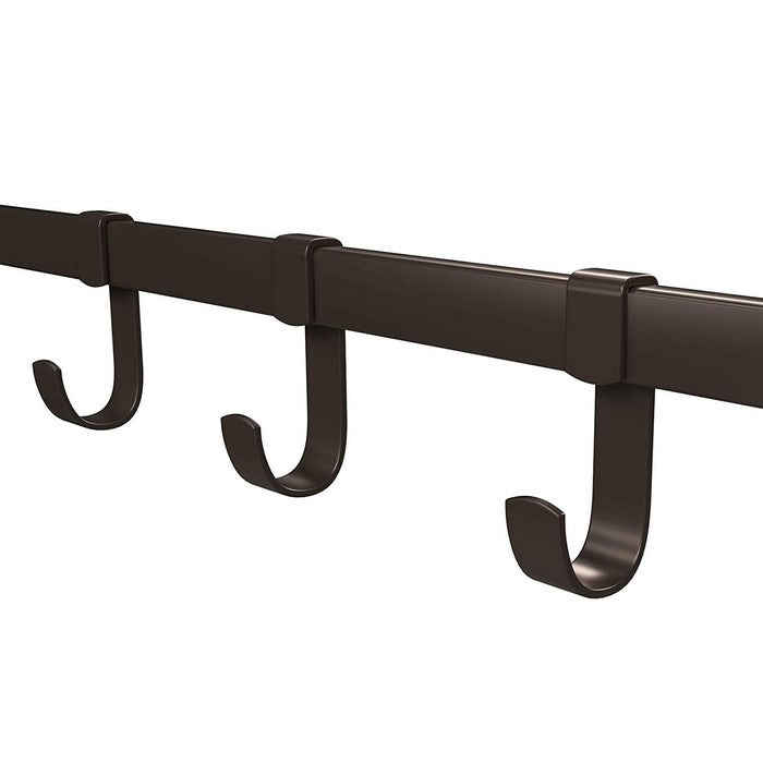 Wood and Metal Frame Coat Rack with 5 Removable Hooks, Brown and Black