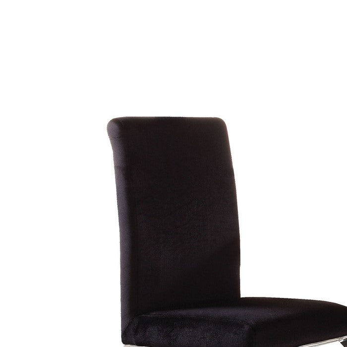 Fabric Upholstered Metal Side Chairs with Cabriole Style Legs, Black and Silver, Set of Two