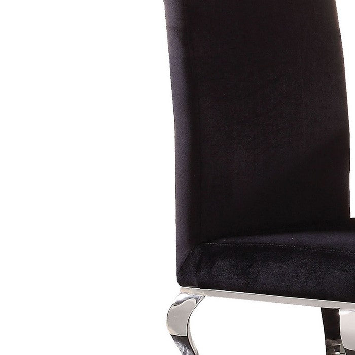 Fabric Upholstered Metal Side Chairs with Cabriole Style Legs, Black and Silver, Set of Two