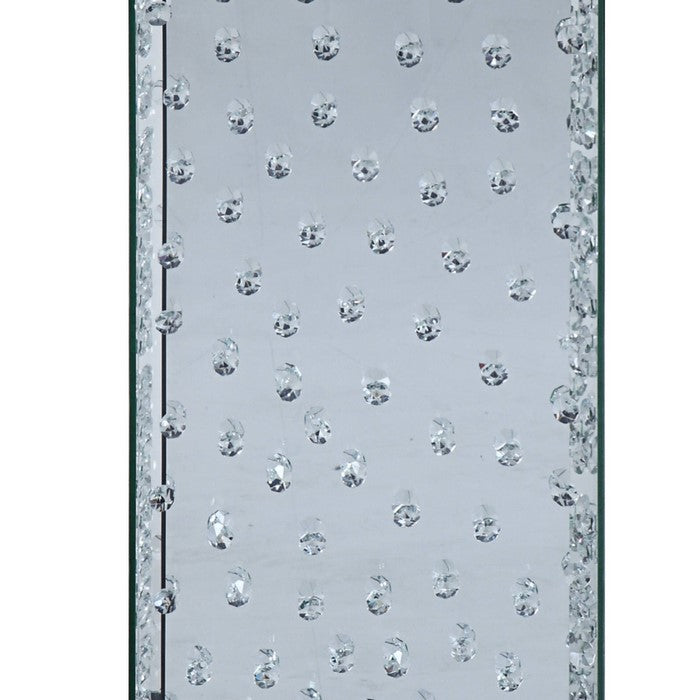 Wood and Mirror End Table with Faux Crystal Inlays, Clear
