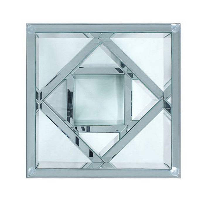 Wood and Mirror Coffee Table with Tier Design, Clear