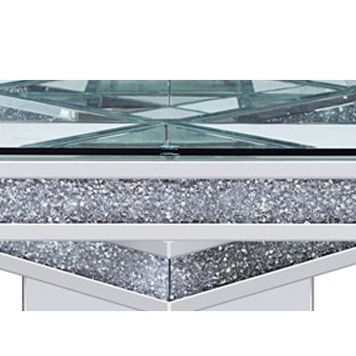 Wood and Mirror Coffee Table with Tier Design, Clear