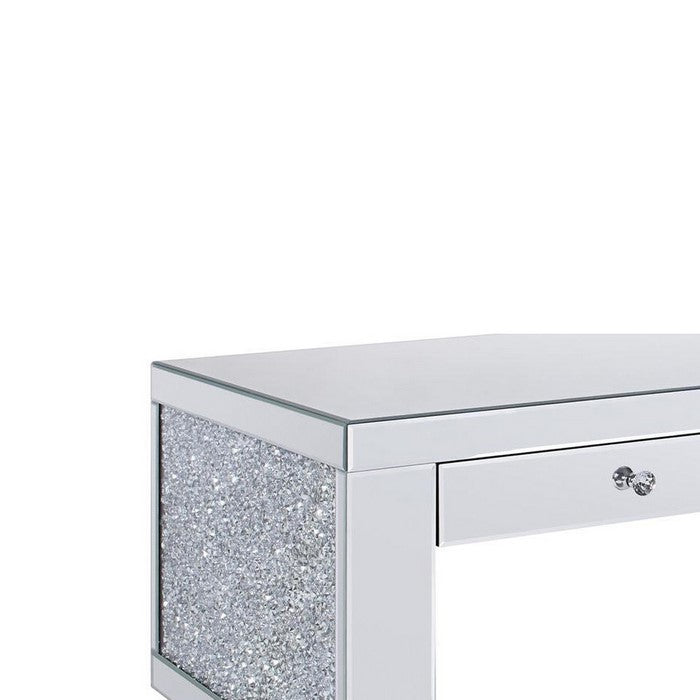 Wood and Mirror Coffee Table with Two Drawers, Clear