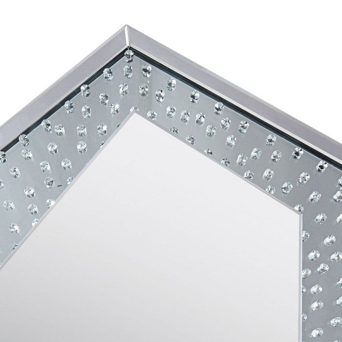 Faux Crystal Accented Wooden Frame WallDecor in Hexagonal Shape, Clear