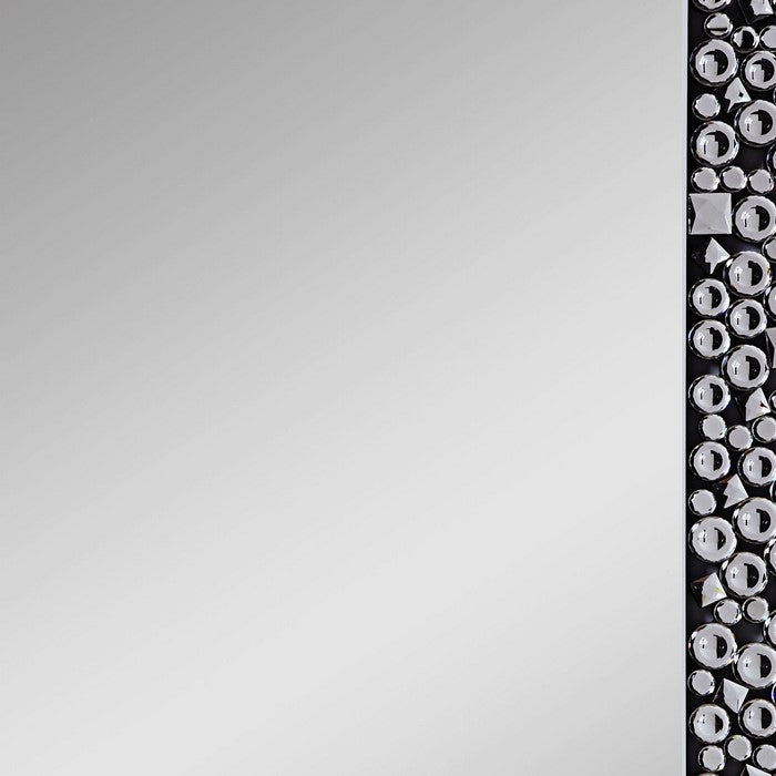 Wooden Backing WallDecor with Faux Crystals Inlaid Border, Black and Clear