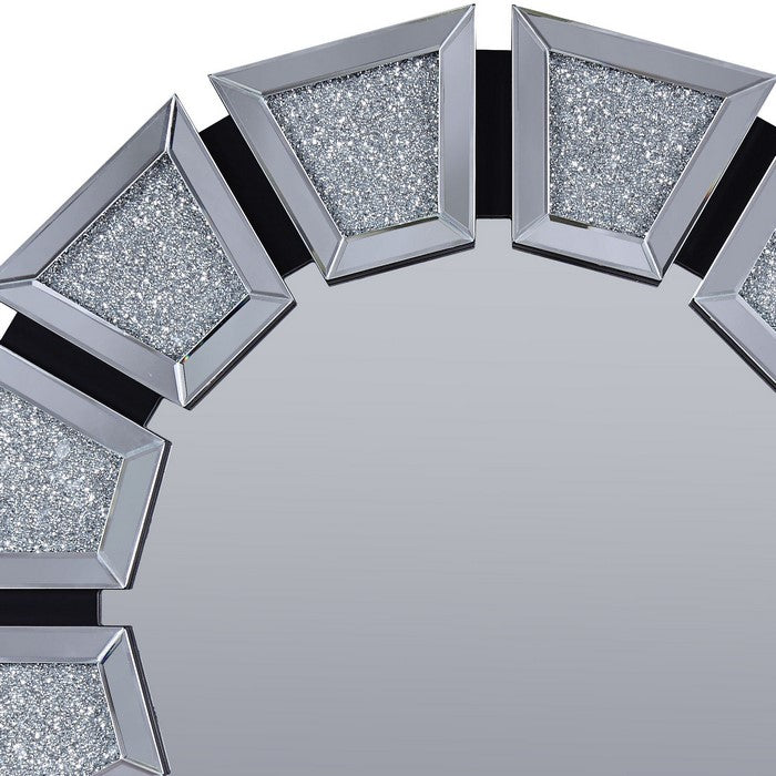Wooden Backing WallDecor with Tapered Mirrored Panel Borders, Clear and Black