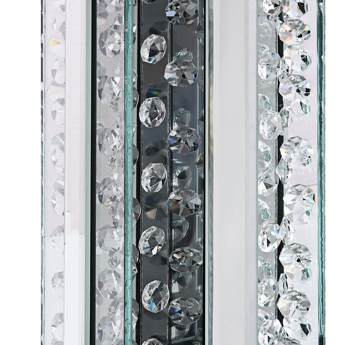 Wood and Glass Candle Holder with Faux Crystal Studs, Clear, Set of Two, Small