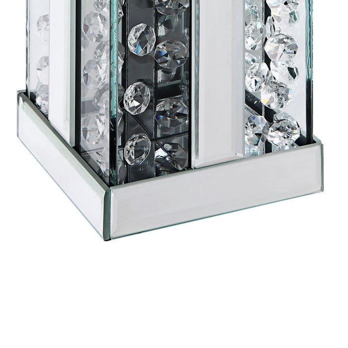 Wood and Glass Candle Holder with Faux Crystal Studs, Clear, Set of Two, Small