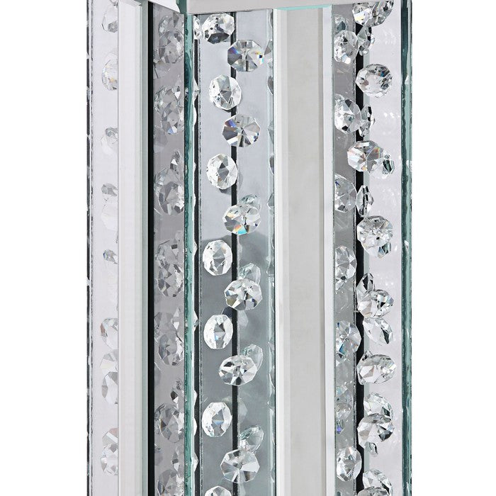 Wood and Glass Candle Holder with Faux Crystal Studs, Clear, Set of Two, Large