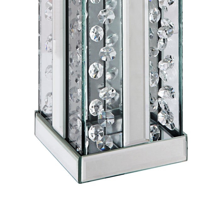 Wood and Glass Candle Holder with Faux Crystal Studs, Clear, Set of Two, Large