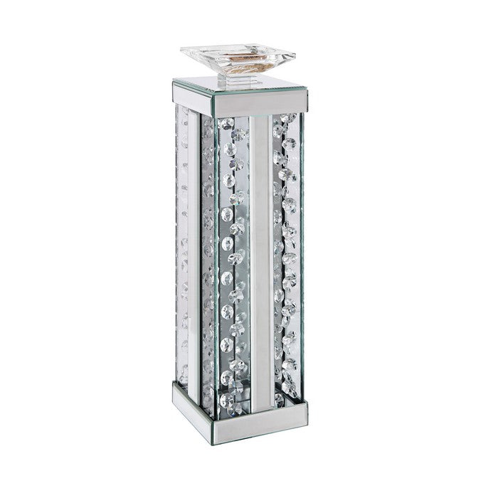 Wood and Glass Candle Holder with Faux Crystal Studs, Clear, Set of Two, Large