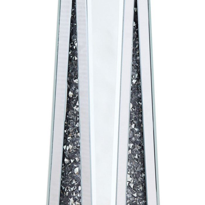 Wood and Glass Candle Holder with Faux Crystal Inserts, Clear, Set of Two, Large