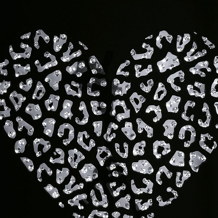decorative Wood and Mirror Heart Wall Art, Black and Clear