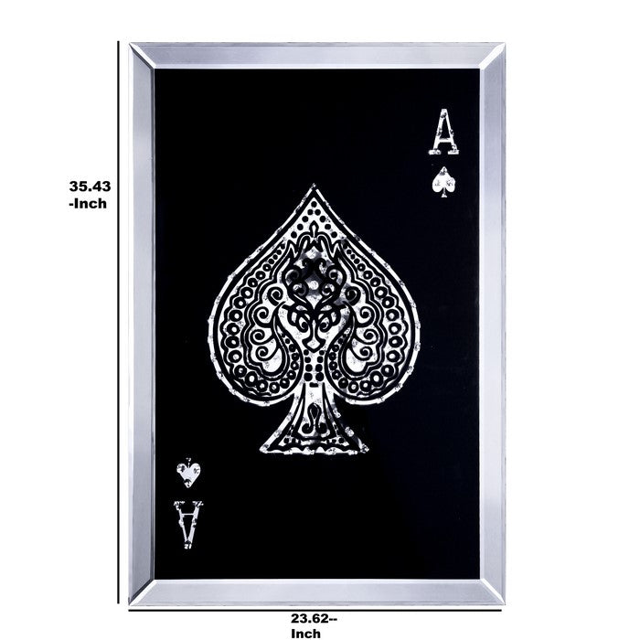 Wood and Mirror Wall Art with Ace Design, Black and Clear