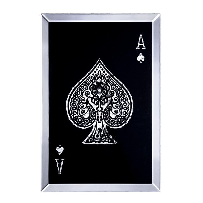 Wood and Mirror Wall Art with Ace Design, Black and Clear
