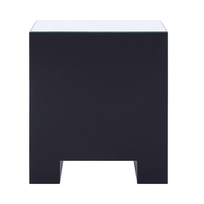 Wood and Mirror Nightstand with Three Drawers, Clear