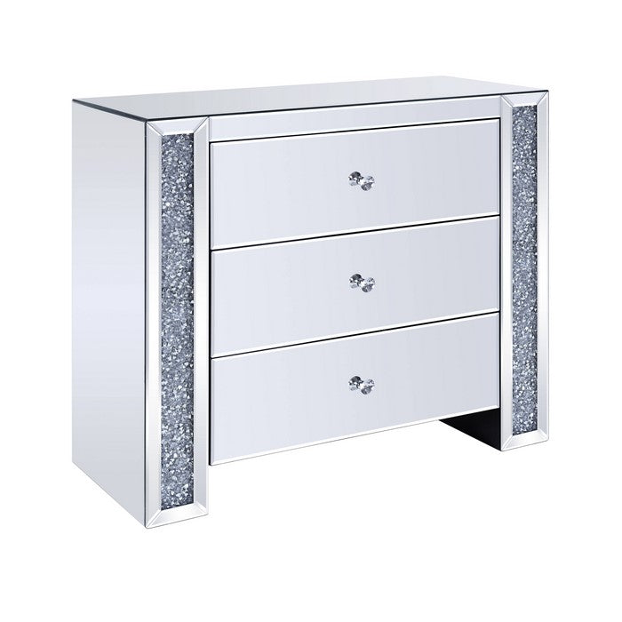 Wood and Mirror Cabinet with Three Drawers, Clear