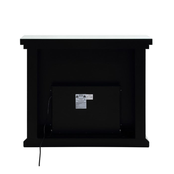 Wood and Mirror Electric Fireplace with Faux Crystals Inlay, Clear and Black