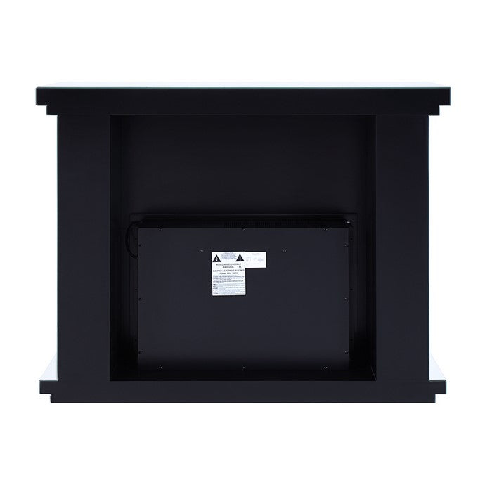 Wood and Mirror Electric Fireplace with Faux Crystal Dusted Face, Clear and Black