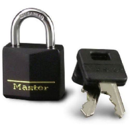 Master Lock 131D Solid Brass Padlock with Black Cover, 1-3/16-inch