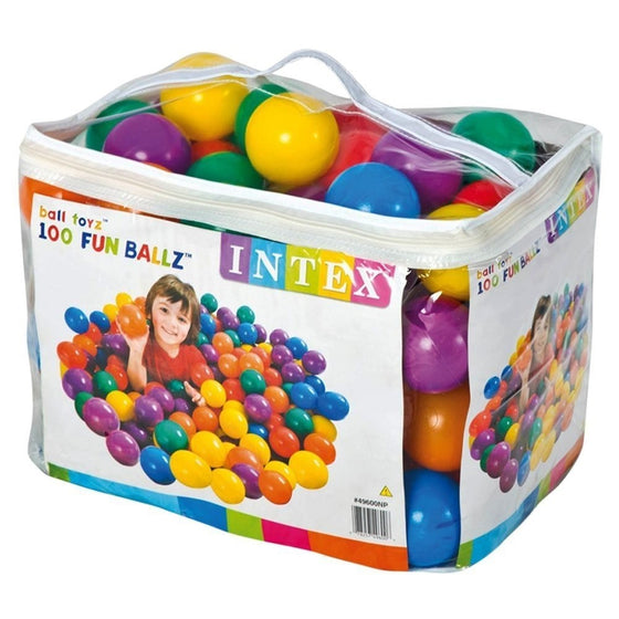 Intex 3-1/8" Fun Ballz - 100 Multi-Colored Plastic Balls, for Ages 2