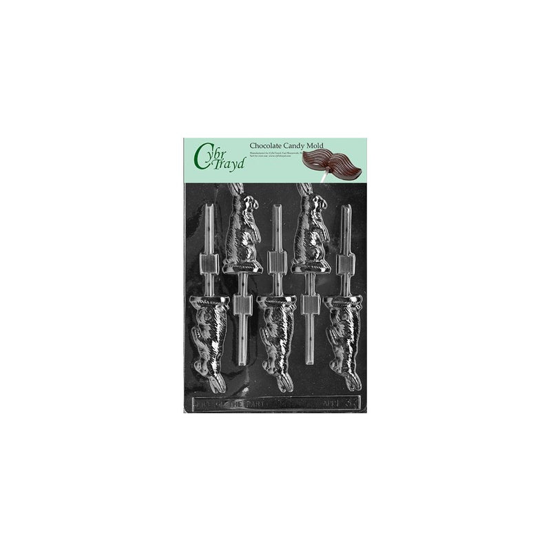 Cybrtrayd Life of the Party E033 Sitting Bunny Lolly Easter Chocolate Candy Mold in Sealed Protective Poly Bag Imprinted with Copyrighted Cybrtrayd Molding Instructions