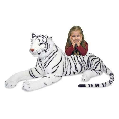 Melissa & Doug Giant Siberian White Tiger - Lifelike Stuffed Animal (over 5 feet long)