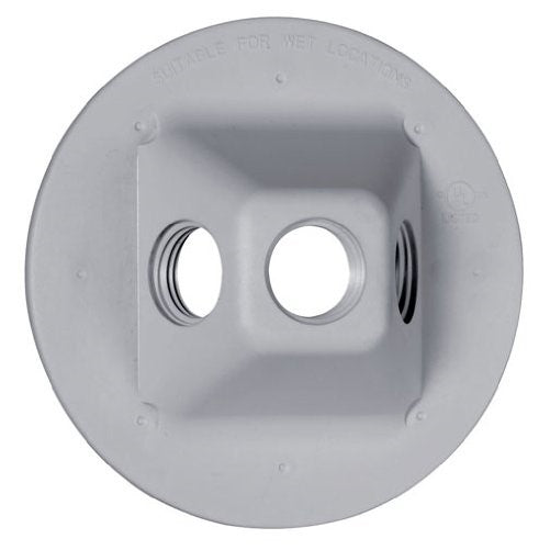 Hubbell-Bell PLV330GY Round Hole Weatherproof Nonmetallic Lampholder Cover, Gray