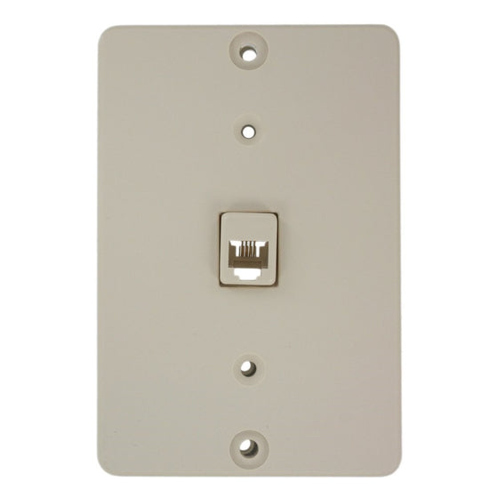 Leviton 40253-T Telephone Wall Phone Jack, 6P4C, Light Almond