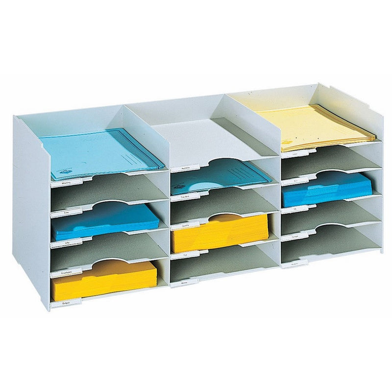 PaperFlow 26 1/2-Inch Stackable Horizontal Desktop Organizer, 15 Compartments, Grey (531.02)