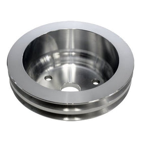 CHEVY SMALL BLOCK MACHINED ALUMINUM CRANK PULLEY - 2 GROOVE (LWP)