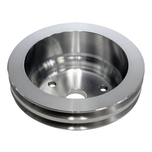 CHEVY SMALL BLOCK MACHINED ALUMINUM CRANK PULLEY - 2 GROOVE (LWP)