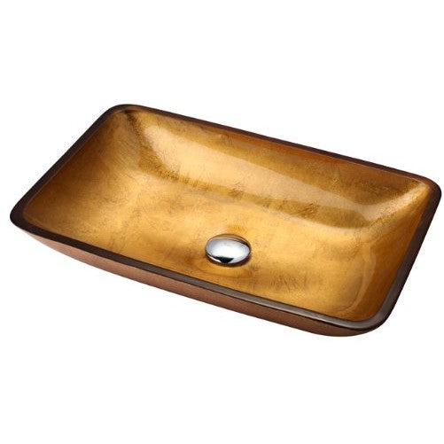 Kraus GVR-210-RE Golden Pearl Rectangular Glass Vessel Bathroom Sink