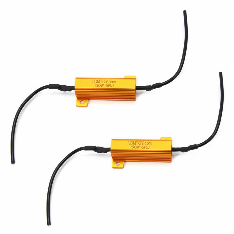 50W 6-Ohm Load Resistors For LED Turn Signal Light Bulbs Hyper Flash Fix